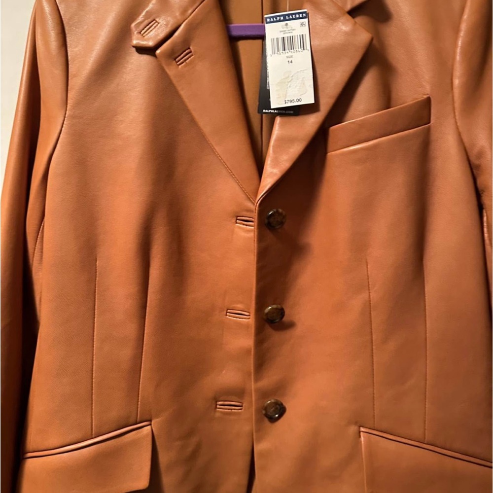 Ralph Lauren Tan Leather Blazer